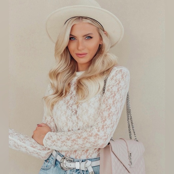 Lani the Label Ivory Lace Long Sleeve Bodysuit Size Small NWT Romantic Boho Chic - Picture 2 of 11